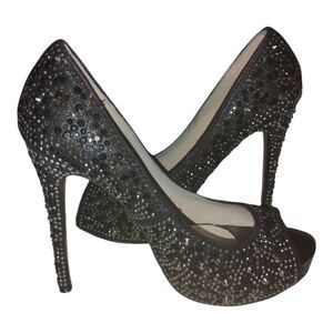 Boston Proper Black Beaded Sparkly Stiletto Heels Size 9